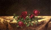 Martin Johnson Heade Roses Lying on Gold Velvet oil painting artist